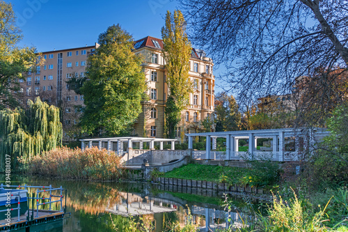 Photography Restored square Dernburgplatz with the Great Cascade in Berlin, Germany