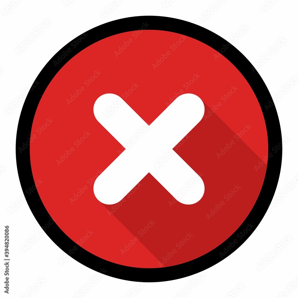 Fototapeta premium Wrong marks, Cross marks, Rejected, Disapproved, No, False, Not Ok, Wrong Choices, Task Completion, Voting. - vector mark symbols in red. Black stroke and shadow design. Isolated icon.