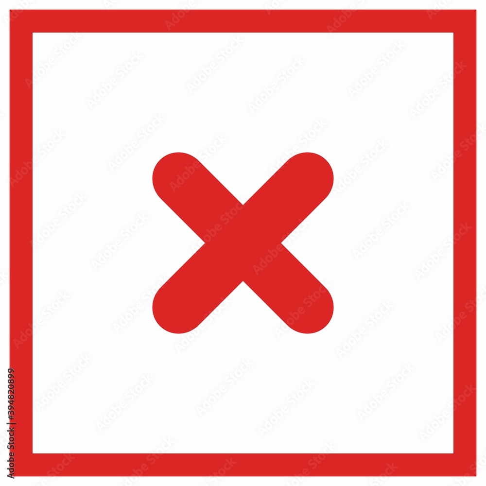 Fototapeta premium Wrong marks, Cross marks, Rejected, Disapproved, No, False, Not Ok, Wrong Choices, Task Completion, Voting. - vector mark symbols in red. Isolated icon.