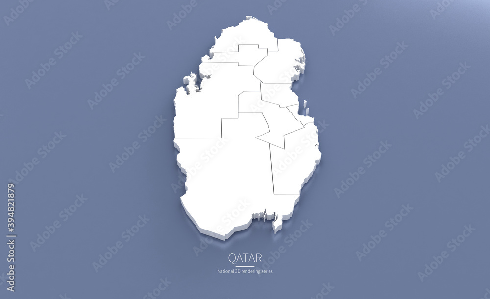 Qatar Map 3d. National map 3D rendering set in Middle East Countries..