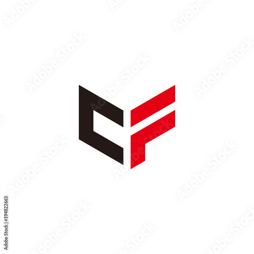 letter cf simple geometric line logo vector