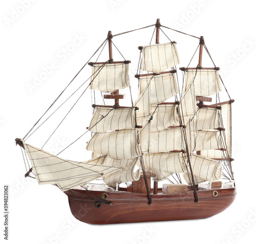 Beautiful small ship model isolated on white