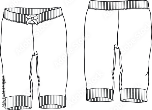 baby girl pants flat sketch vector. baby clothes