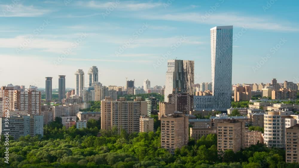 summer sunny day moscow center living block cityscape rooftop panorama 4k timelapse russia summer sunny day moscow center living block cityscape rooftop panorama 4k timelapse russia