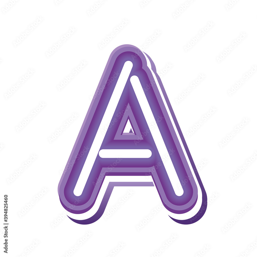 letter A in purple neon font letter A in purple neon font