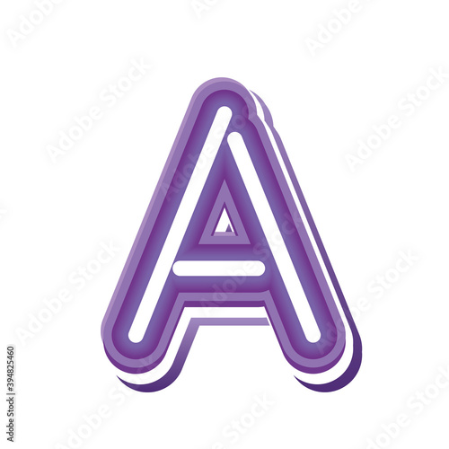 letter A in purple neon font