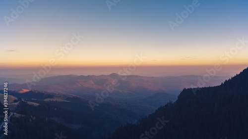 Aerial View of Bucegi Mountains at Sunset