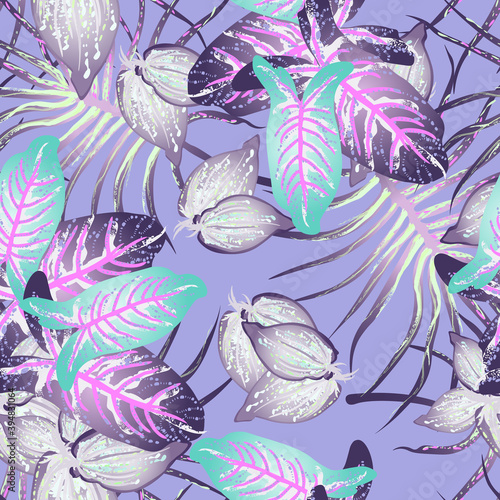 Tropical Leaf Modern Motif. Jungle Print. Foliage Summer