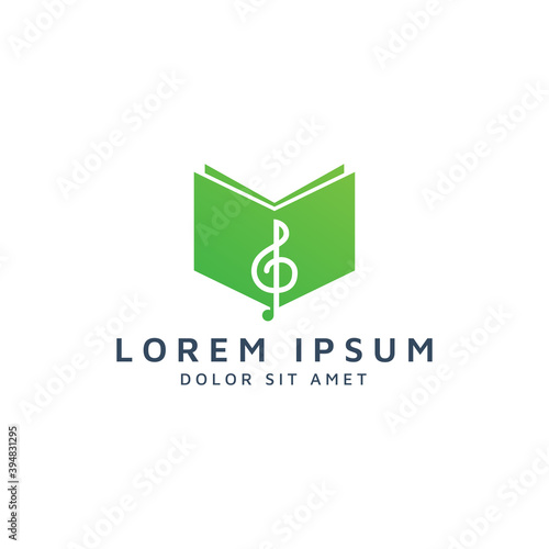book and music negative space logo design