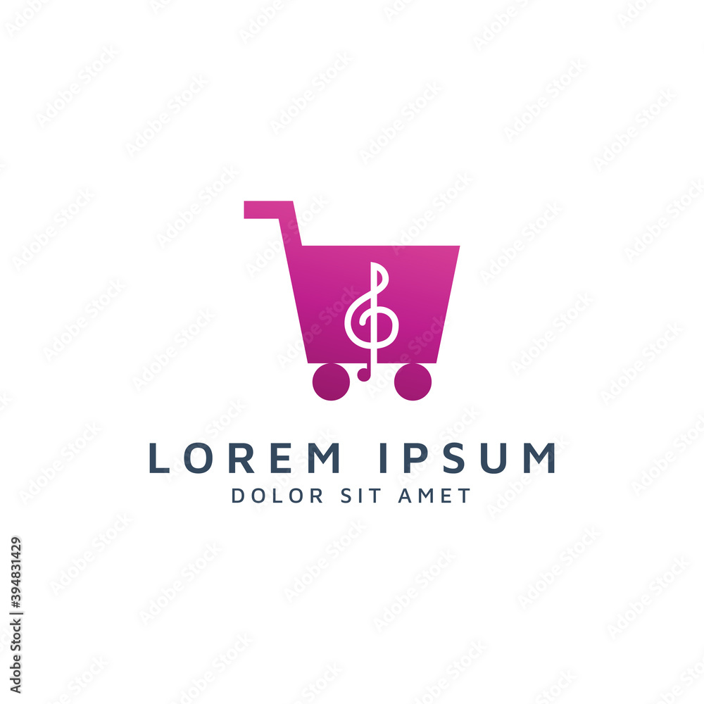 shopping and music negative space logo design