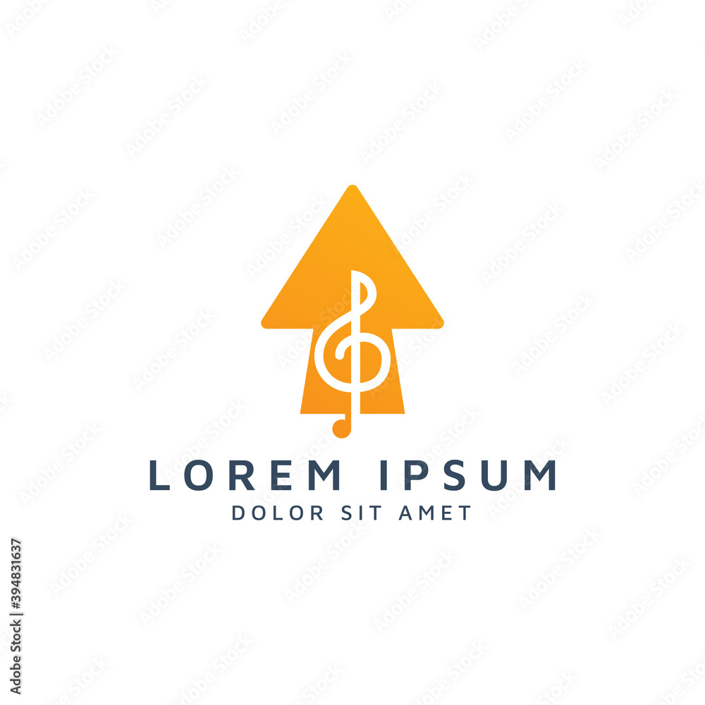 arrow and music negative space logo design arrow and music negative space logo design