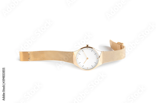 Luxury wrist watch isolated on white. Fashion accessory