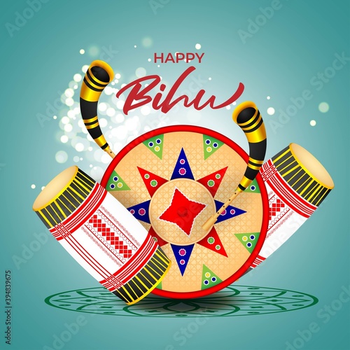 Vector illustration of Happy Bihu, Assamese New Year, Indian traditional festival, Harvest festival of Assam.