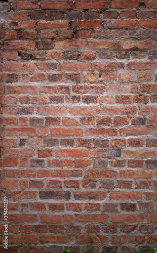 old vintage red brick wall Background, texture