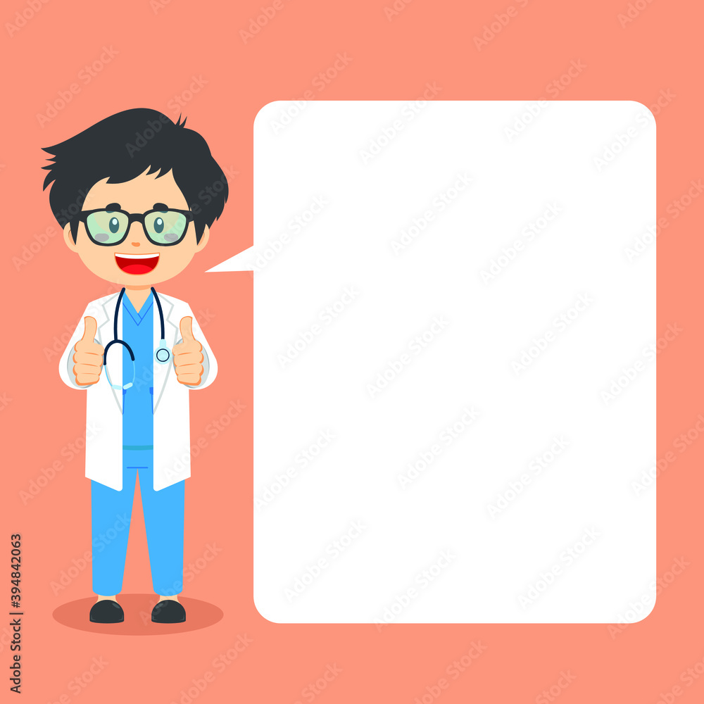 Doctor Making Thumb Up with Speech Bubbles Doctor Making Thumb Up with Speech Bubbles