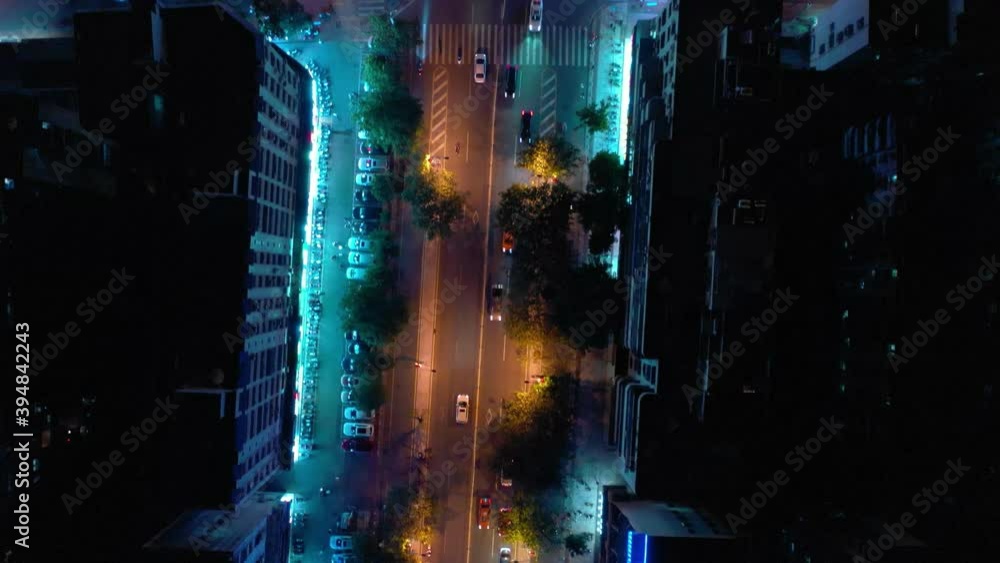 night time illumination hainan island sanya city traffic street aerial topdown view 4k china night time illumination hainan island sanya city traffic street aerial topdown view 4k china