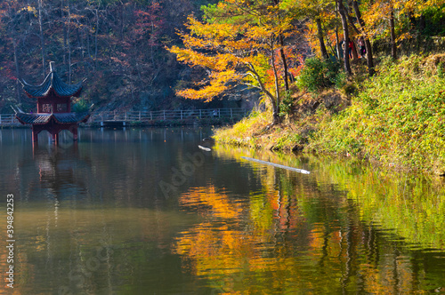 Fototapeta Naklejka Na Ścianę i Meble -  Late, autumn, scenery, of, Qingliangzhai, Scenic, Area, in, Wuhan, Hubei