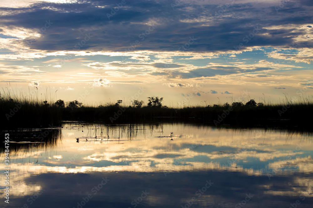 Sunset on the Okavango Delta in Botswana
