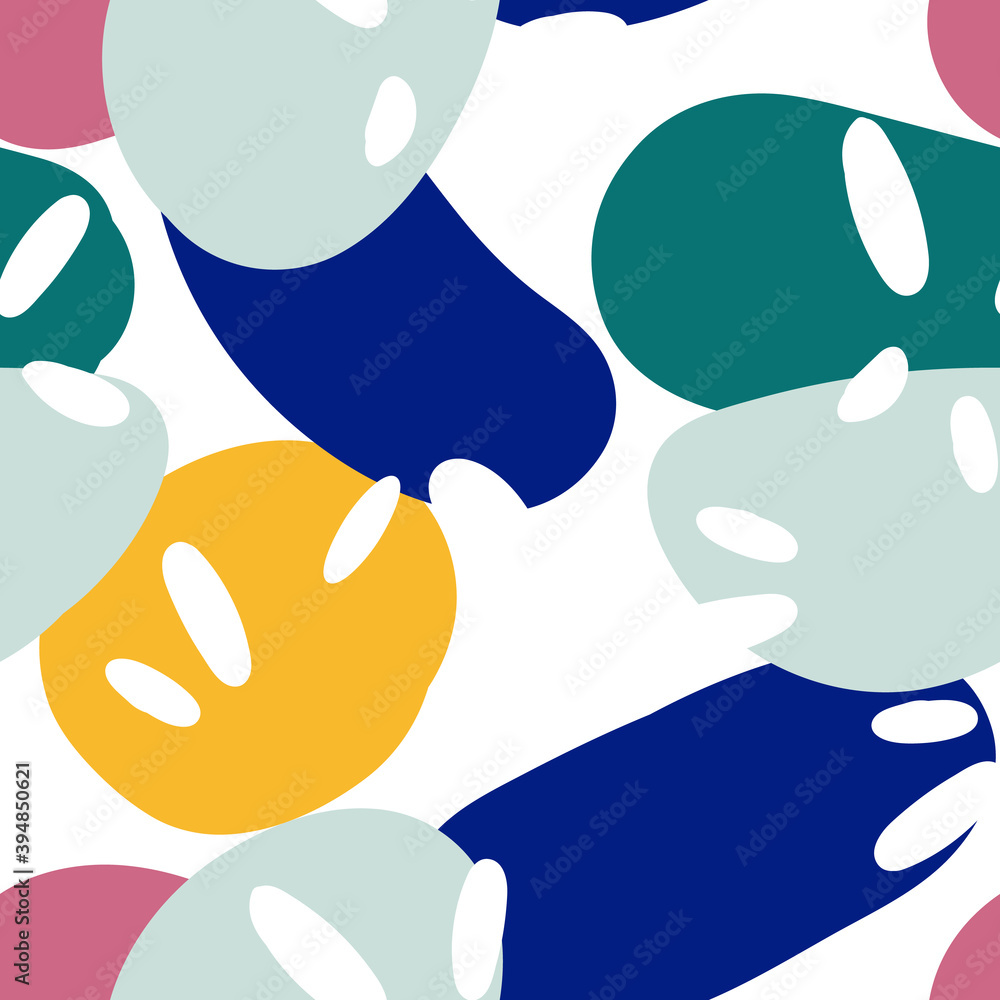 Naklejka premium Color Shapes Graphic Vector Seamless Pattern. 