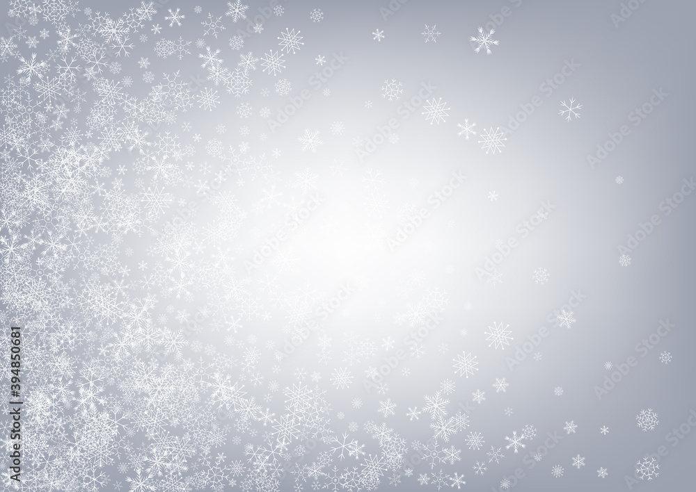 Fototapeta premium Silver Snowflake Vector Gray Background. Xmas 