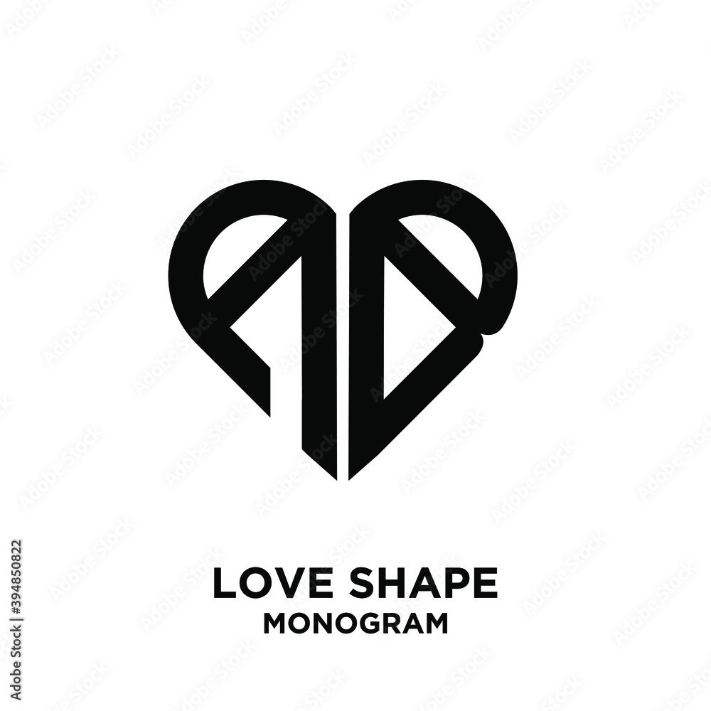 abstract AB love shape letter logo black vector monogram icon design isolated background abstract AB love shape letter logo black vector monogram icon design isolated background