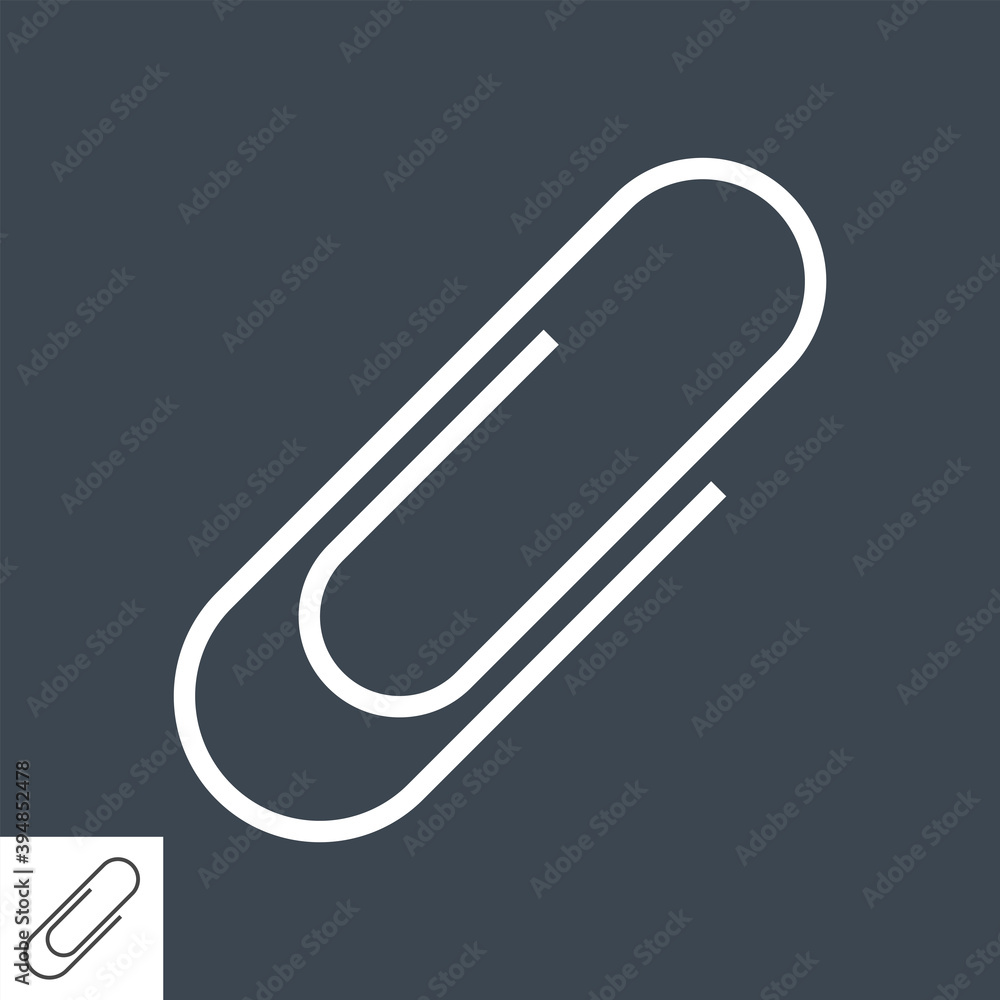 Paperclip Thin Line Vector Icon Isolated on the Black Background. Paperclip Thin Line Vector Icon Isolated on the Black Background.