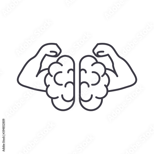 Will power icon, linear isolated illustration, thin line vector, web design sign, outline concept symbol with editable stroke on white background.