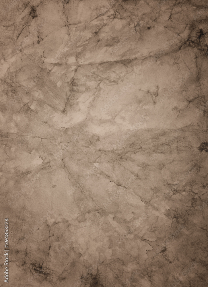 Naklejka premium Old brown paper parchment background design with distressed vintage coffee or tea stains on wrinkled creased grunge layout
