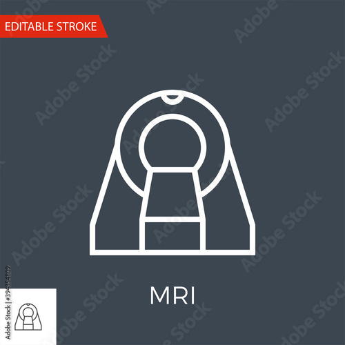 MRI Thin Line Vector Icon. Flat Icon Isolated on the Black Background. Editable Stroke EPS file. Vector illustration.