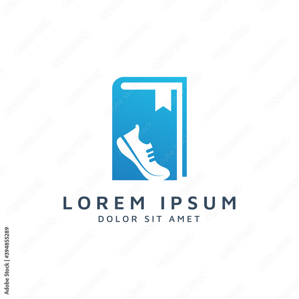 book and shoes negative space logo design book and shoes negative space logo design