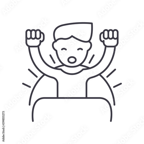 Waking up early icon, linear isolated illustration, thin line vector, web design sign, outline concept symbol with editable stroke on white background.