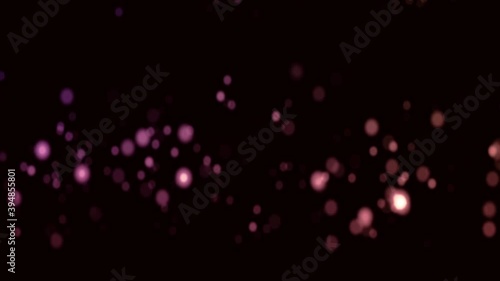 Moving particles. Particle softness background. Abstract Lights bokeh background. Magic background motion animation. Majestic nature. Black background with sparks.