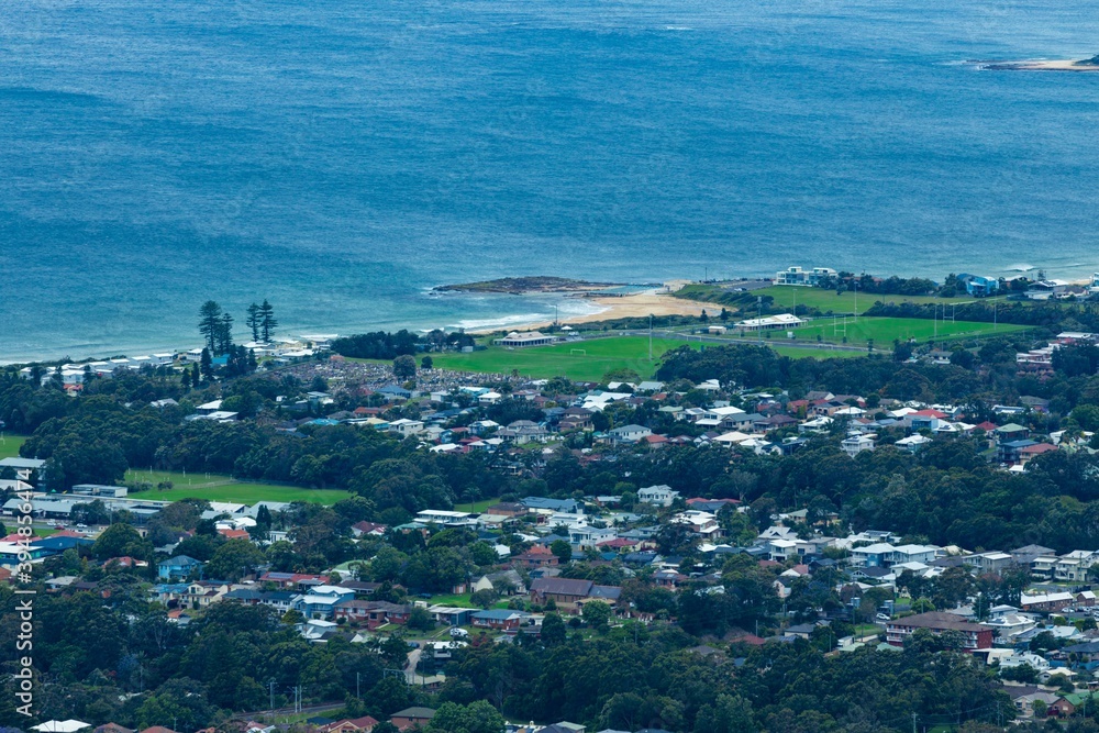 Panoramic View of Suburban Beach town of Bulli in Sydney NSW Australia