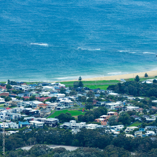 Panoramic View of Suburban Beach town of Bulli in Sydney NSW Australia