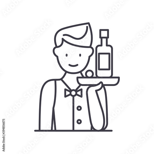 Waiter icon, linear isolated illustration, thin line vector, web design sign, outline concept symbol with editable stroke on white background.