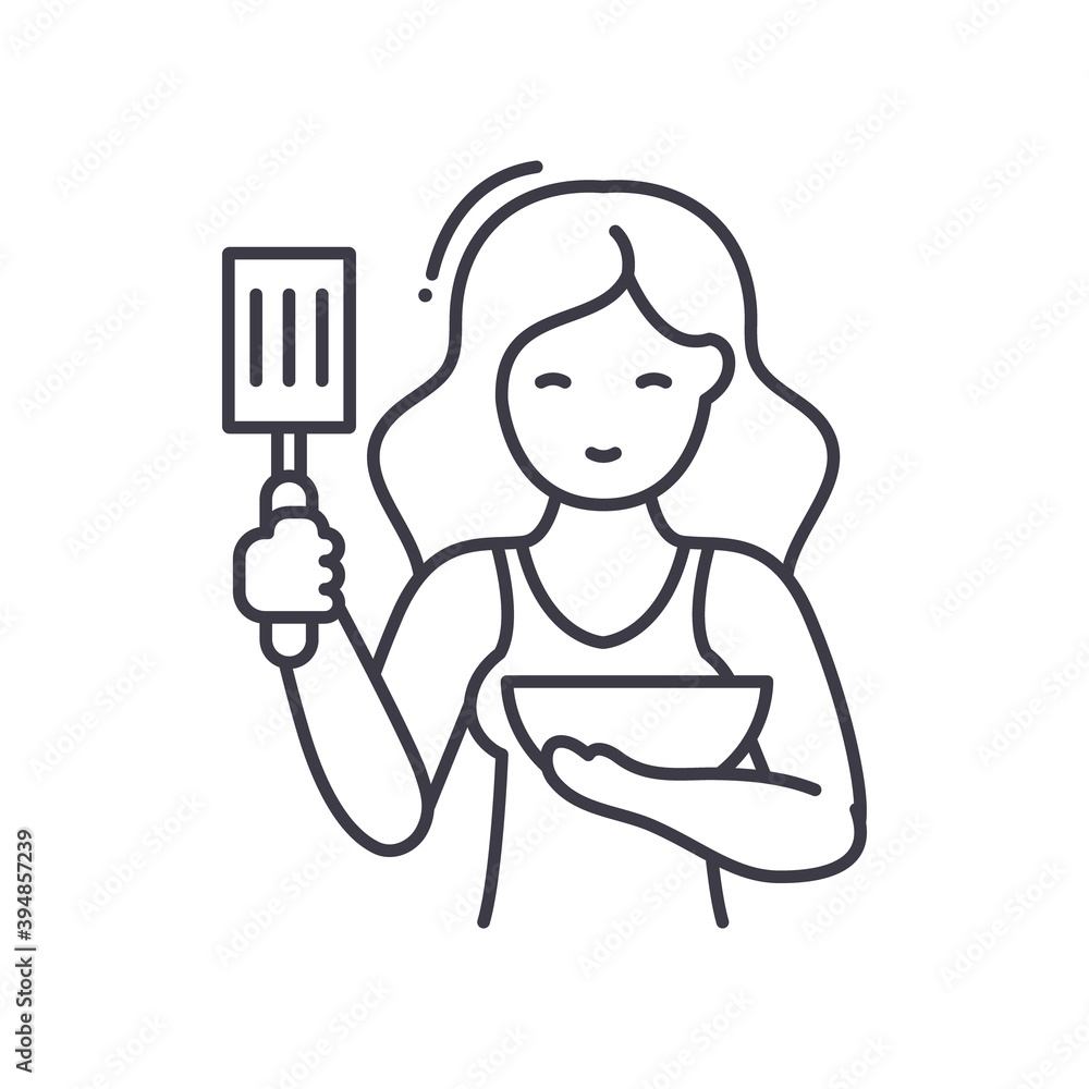 Wife icon, linear isolated illustration, thin line vector, web design sign, outline concept symbol with editable stroke on white background. Wife icon, linear isolated illustration, thin line vector, web design sign, outline concept symbol with editable stroke on white background.