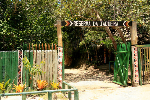 salvador, bahia / brazil -porto Seguro, bahia / brazil - February 16, 2009: entrance gate to the indigenous village of Jaqueira in the city of Porto Seguro. photo
