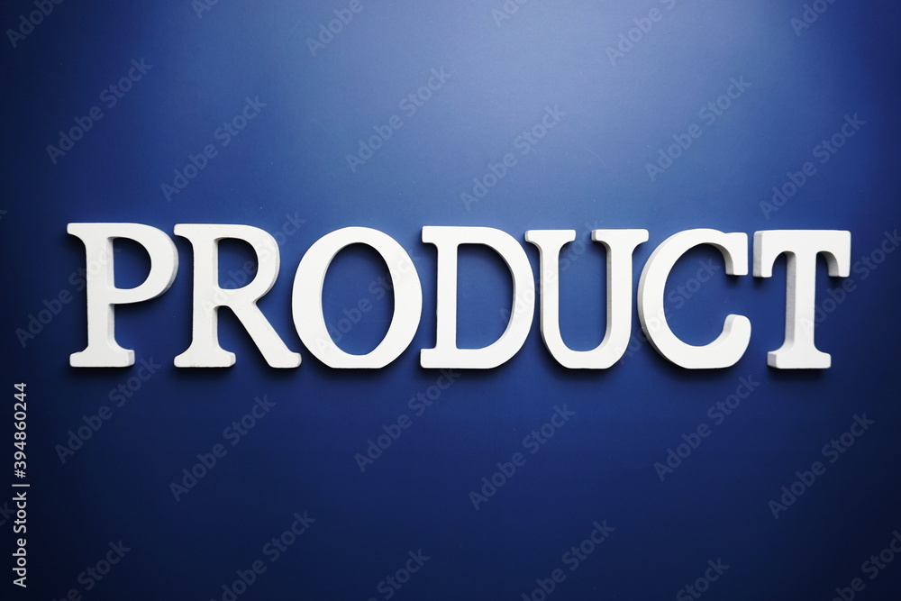 Product alphabet letter on blue background