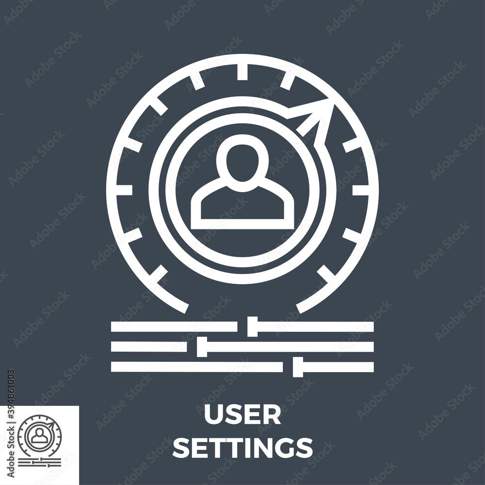 User Settings Thin Line Vector Icon Isolated on the Black Background. User Settings Thin Line Vector Icon Isolated on the Black Background.