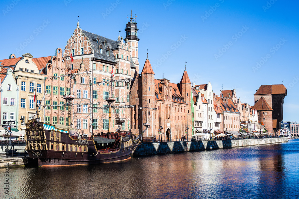 A cityscape over the famous and beautiful harbour in Gdansk, Poland
