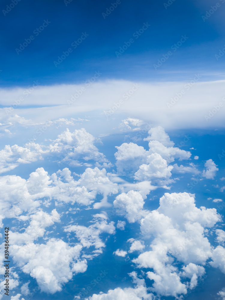 Fototapeta premium View of blue sky background with white cloud on high level