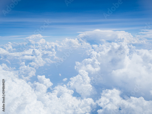 View of blue sky background with white cloud on high level