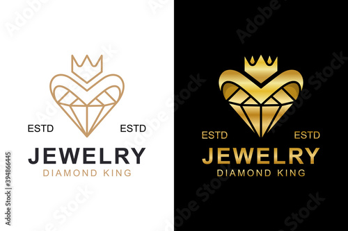 luxury gold diamond logo. creative diamond with crown logo can be used jewelry business