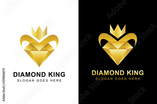 luxury gold diamond logo. creative diamond with crown logo can be used jewelry business photo