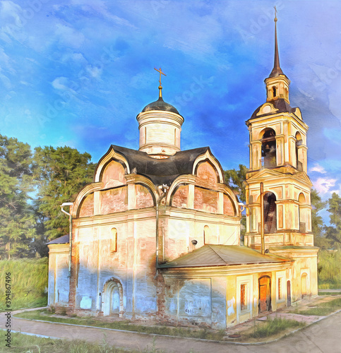 Church of St. Isidor colorful painting looks like picture, Rostov, Russia. photo