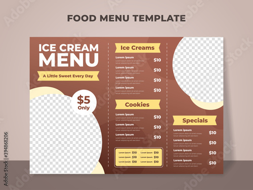 Ice cream menu template. Suitable for ice cream shop and cake shop menu