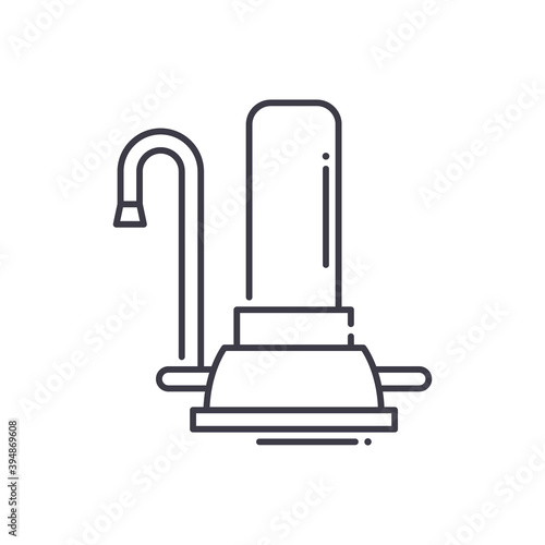 Water filter icon, linear isolated illustration, thin line vector, web design sign, outline concept symbol with editable stroke on white background.