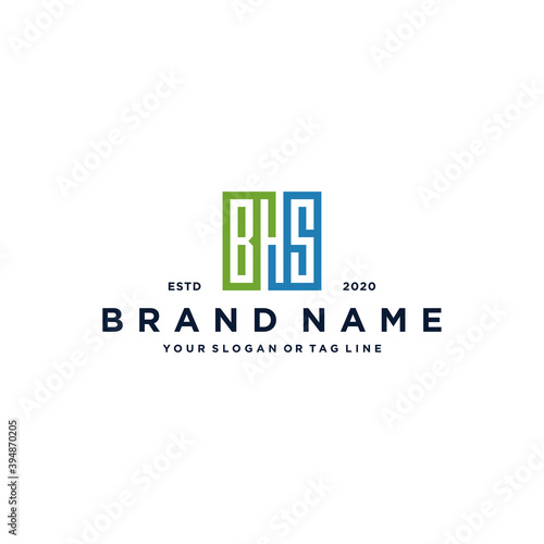 letter BHS square logo design vector photo