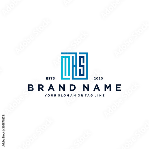 letter MHS square logo design vector photo