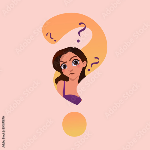 thoughtful girl with a question